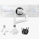 MonTEK Heavy-Duty Single Monitor Arm for 17-57 inch, up to 59.4lbs Ultrawide Screens,Gas Spring Dual Curved Adjustable Monitor Stand for Desk,75/100mm VESA Mount with USB, White