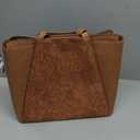 LOVEVOOK Laptop Tote Bag for Women,PU Work Bags with Triple Compartments, 15.6 inch, Brown Embossed