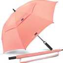 NINEMAX Golf Umbrella 62 Inch Automatic Open, Large Double Canopy Vented Oversize Stick Umbrellas Extra Large Windproof Waterproof for Rain (Pink)