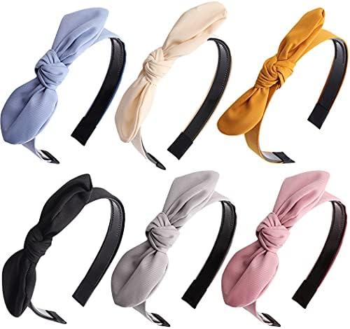 ACO-UINT 6 Pack Knotted Bow Headbands for Women and Girls - Cute Hair Accessories with Thin Knots, Suitable for Kids 8-12