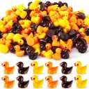 Rotatingpals 150 Pcs Fall Mini Ducks Resin Tiny Duck Thanksgiving Little Small Figures Bulk for Dollhouse Aquarium Party Decoration Micro Garden Landscape Potted Charms DIY Crafts(Orange,Yellow,Brown)