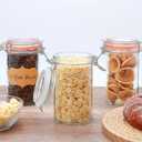 Flrolove 16 oz Glass Jars with Airtight Lid, Set of 6 Mason Jars 16 oz, Glass Storage Jars, Airtight Glass Jars, Canning JarGlass Canister with Seal for Pickle, Vanilla, Cookie, Jelly