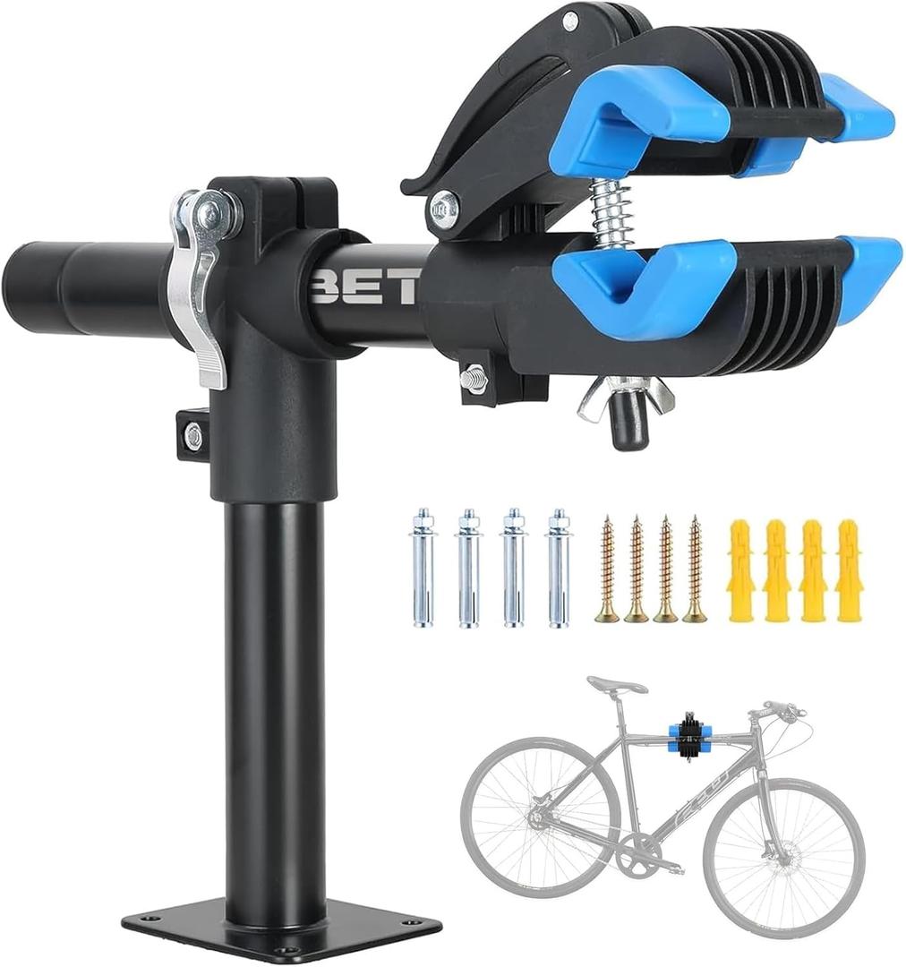 DASBET Bike Repair Storage Stand Wall Mount Bicycle Rack Workstand with Adjustable Clamp Bicycle Maintenance Rack for Road Mountain Bikes Clamp Bike Hanger for Garage or Home