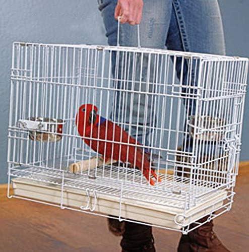 Large Portable Durable Metal Travel or Veterinary Easy Collapsable Parrot Bird Carrier Beaks Proof Carrier Cage Easy Clean Pull Out Tray Stainless Steel Feeder Bowls Natural Wooden Perch, Pattern Name: 24" x 16.5" x 20.5"H