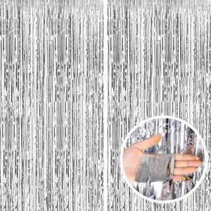 Silver Backdrop Bachelorette Party Decorations - Photo Booth Props for Birthday Decorations Engagement Party Decorations- 2 Packs