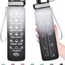 Enerbone Water Bottle, Leakproof BPA & Toxic Free, Motivational Water Bottle with Times to Drink and Straw, Fitness Sports Water Bottle with Strap for Office, Gym, Outdoor Sports