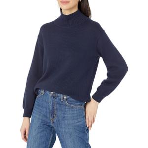 Amazon Essentials Women's Cotton Pullover Funnel-Neck Sweater, in Plus Size) (Navy)
