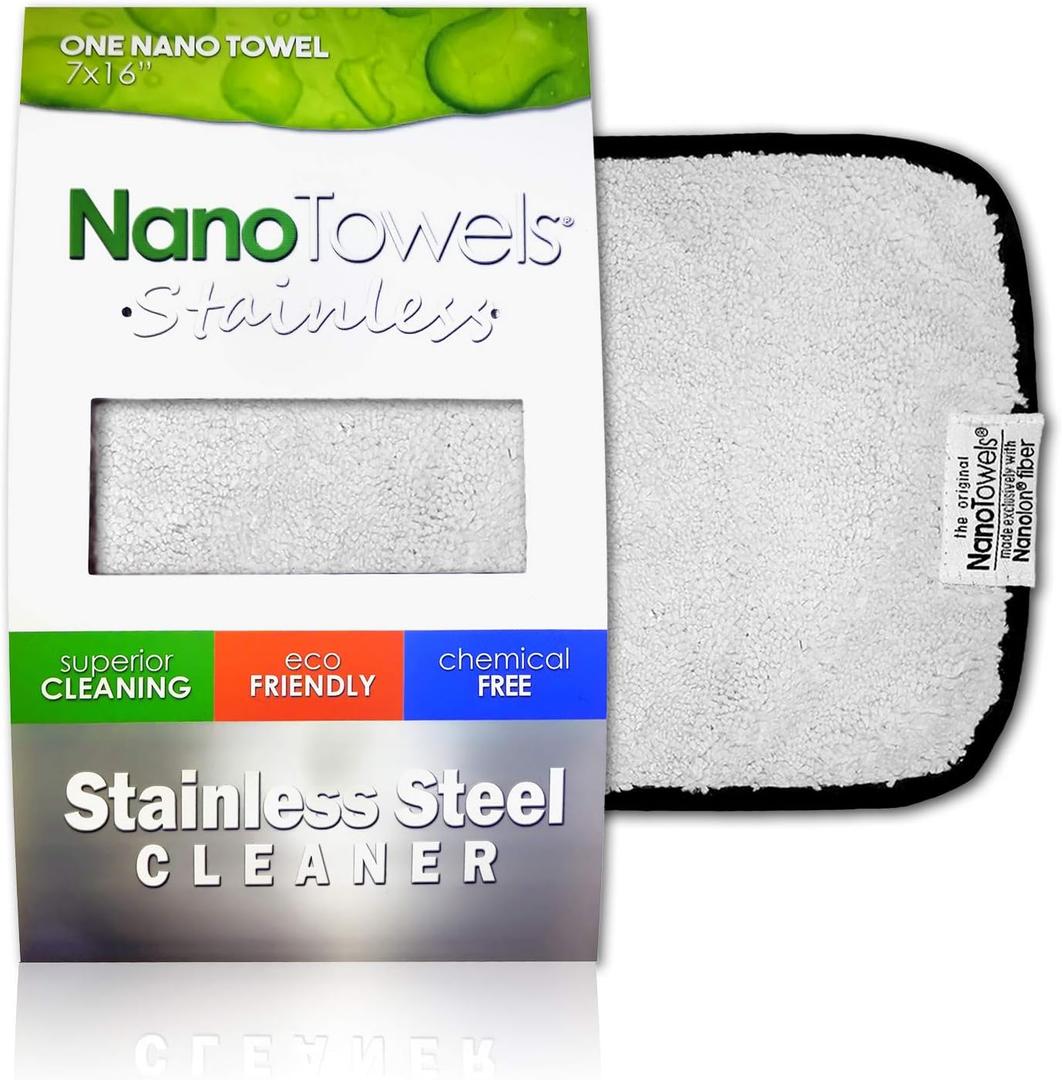 Stainless Steel Cleaner | The Amazing Chemical Free Stainless Steel Cleaning Reusable Wipe Cloth | Kid & Pet Safe | 7x16 (1 pc) (Grey)