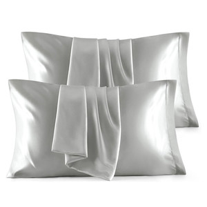 Bedsure Satin Pillowcase Standard Set of 4 - Silver Grey Silky Pillow Cases for Hair and Skin 20x26 Inches, Pillow Covers with Envelope Closure, Gifts for Women Men