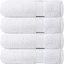 Infinitee Xclusives Luxury 100% Ring-Spun Cotton White Bath Towels Set of 4 (27x54 inches)  Soft, Absorbent & Quick-Drying Towels for Bathroom, Gym, Spa & Hotel Use (Brilliant White, Bath Towels)