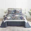 HoneiLife King Quilt Bedding Sets - 3 Piece Microfiber Quilt Set Rustic Bedspread Set Patchwork Coverlet Set for King Bed (King-106"x96", Black-grey)