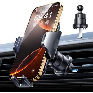 VANMASS Car Phone Holder Mount 2025 Upgraded [Patent Steel-Hook] Car Vent Phone Mount Clip Military-Grade Shockproof Cell Phone Car Mount Handsfree Truck Stand Vent Cradle for iPhone 16 Android, Black