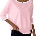 SOFIA'S CHOICE Women's Striped Shirt Loose Fit 3/4 Sleeve T Shirts Summer Casual Tee Top