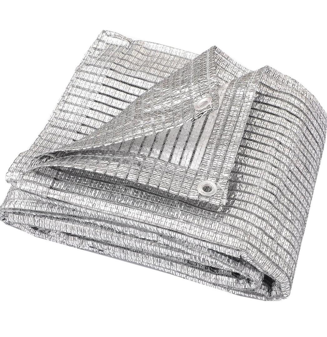 rlsclngst 95% Sun Block Heavy Duty Aluminum Foil Shade Cloth with Grommets, UV Protection for Garden, Pet & Canopy, 10ft x 12ft