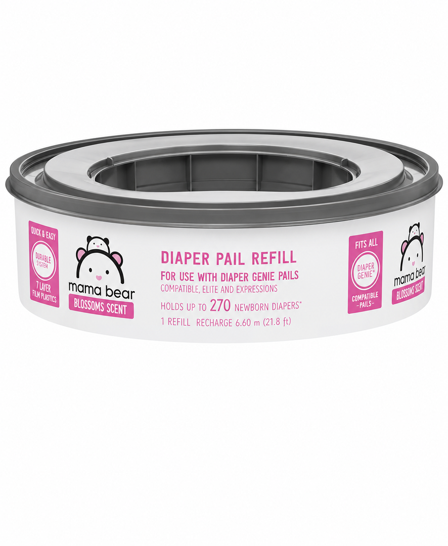 Amazon Brand - Mama Bear Blossoms Scented Diaper Pail Refills for Diaper Genie Pails with Odor Elimination, (1 Packs of 270 Count)
