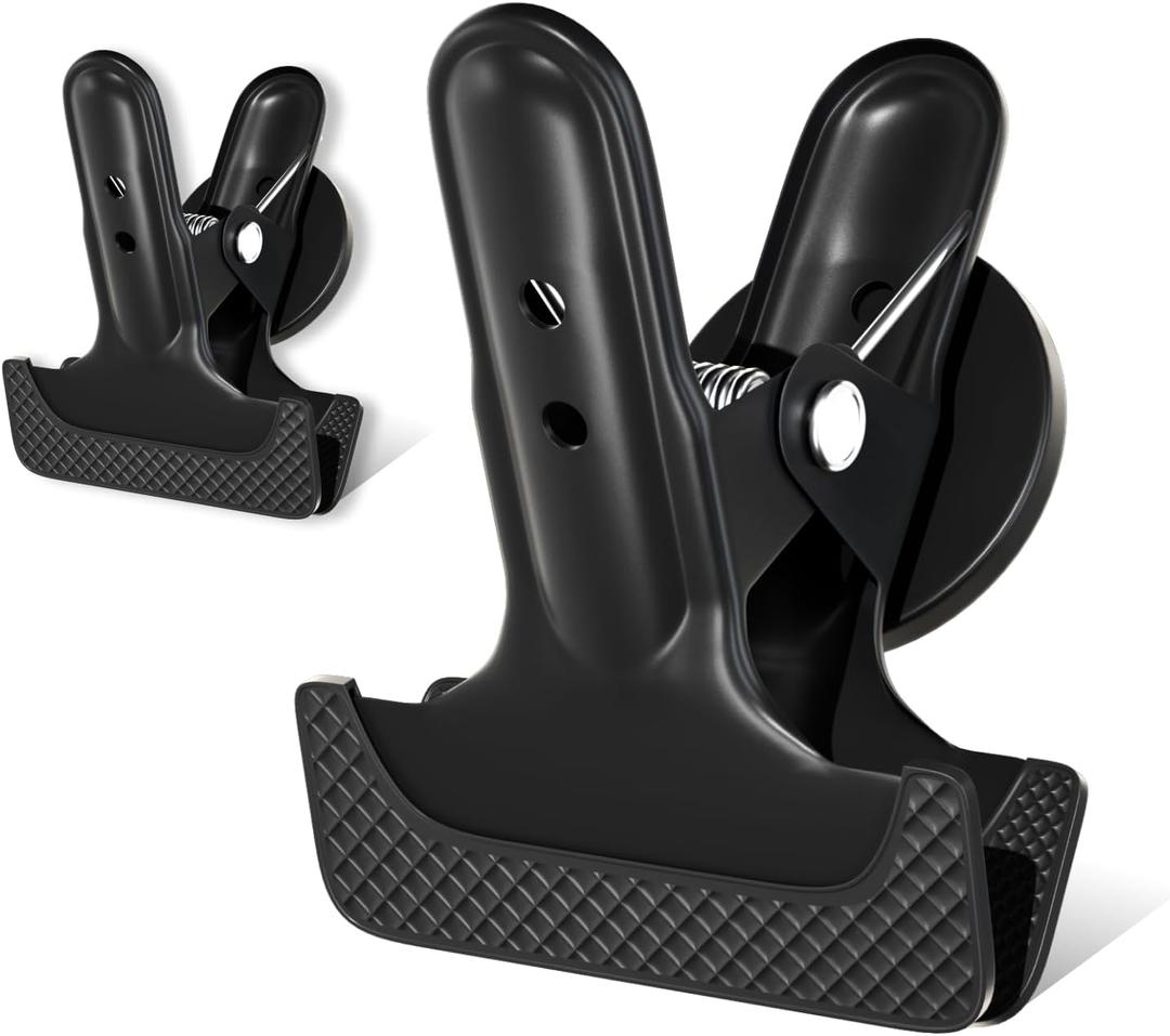 2Pcs Magnetic Clips Heavy Duty with 1.5'' Mouth Opening  Strong Magnet Clips with Anti-Scratch Pads for Tools, Calendars, Clip Magnets for Whiteboard, Notes, Home, Office & Teaching  Alloy Steel (Black)