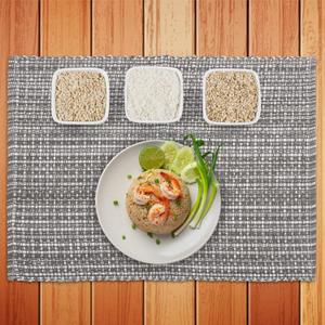 100% Cotton Two Tone Place Mats,14''x 20'' Over Sized, Set of 6 Grey/Natural Every Day Use, Heavier Quality