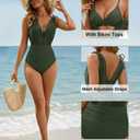 BMJL Womes One Piece Swimsuit Mesh Bathing Suit Tummy Control Swimsuits Plunge Bikini Tops 2025(M,Army Green)