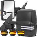 2PCS Black Towing Mirrors Power Heated Compatible for 2019-2024 Ram 1500 w/Dynamic Turn light, Puddle light,White DRL,BSM