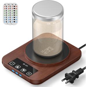 Sourdough Starter Warmer (70-100F), 1F Adjustable Sourdough Warming Mat, Waterproof Thermometer Strip, 12H Timer & Auto Shutoff, Safe for Home Bakers & Beginners (US Plug) - Wood Grain