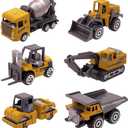 Kids Diecast Construction Vehicles Metal Engineering Cars Set Toys Play Trucks for Boys Age 3 4 Birthday Party Supplies Cake Topper (Pack of 6)