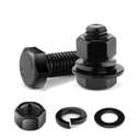 5/16-18 x 1" Hex Head Screw Bolt, Nuts, Flat & Lock Washers, 20Pcs 18-8 (304) Stainless Steel, Fully Threaded, Black Oxide by SG TZH