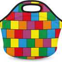 Kids Lunch Bag Colorful Puzzle Neoprene Waterproof Cooler Lunch Bags Lunch Box Tote Organizer for School Outdoor Travel Work