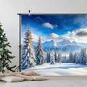 LYWYGG 8x6ft Winter Backdrop Winter Forest Photography Backdrop Wonderland Snow Forest Scene Background cp-712