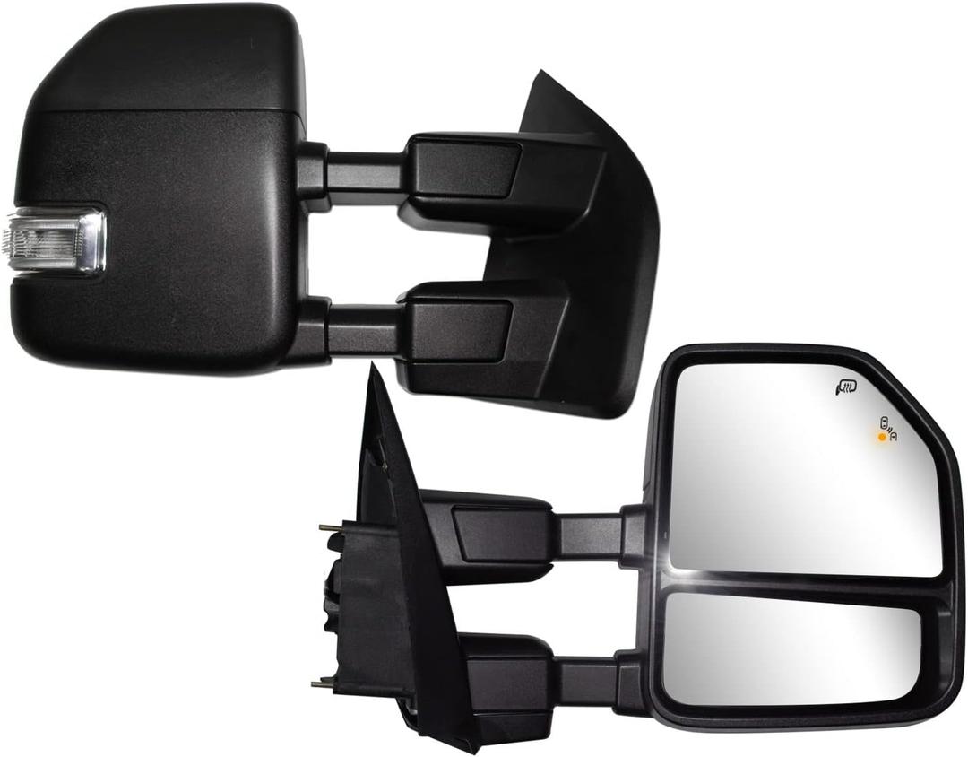 Towing Mirrors fit for 2017 2018 2019 2020 Ford F250 F350 F450 F-550 Super Duty Pickup Truck Side Mirrors Black Housing with Power Heated Turn Signal Light