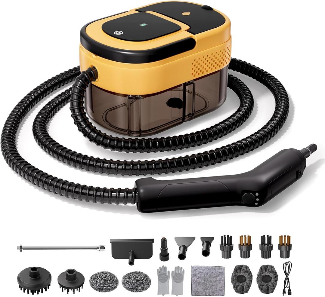Steam Cleaner for Home & Car-Portable Handheld Steamer for Cleaning 3-Level Adjustable, 15s Heat-Up, Handheld Steam Cleaner for Home (Yellow and black)