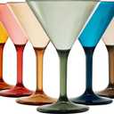 European Style Plastic Crystal Glasses , Unbreakable Martini , Cocktail |Set of 6| Shatterproof Acrylic 100% Tritan Drinkware, Colored BPA-free , Reusable, Outdoor, Pool & Indoor, Dishwasher Safe 10oz
