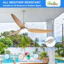 Depuley Outdoor Ceiling Fan with Light: 52 Inch Nickel Waterproof Gazebo Fans with Lights Outdoor Hanging - Plug in Remote App Control for Patio Indoor Farmhouse Porch - 6 Speed Reversible DC Motor