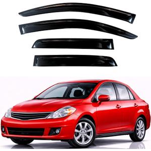 KPY Rain Guards Fit for 2007-2011 Nissan Versa Sedan, Out-Channel Window Visors Vent Wind Deflectors 4PC, Car Accessories for 2007-2012 Nissan Versa Hatchback