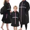 Owntop Swim Parka Adult Kids | Waterproof & Quick-dry | 2-Way Zipper | Oversized Hooded Changing Robe for Beach Pool M