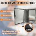 NBCYUNER Stainless Steel Electrical Enclosure 20x16x8 Inch NEMA 4X Enclosure 304 Stainless Steel Box IP66 Waterproof and Dustproof Metal Box