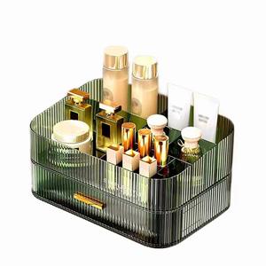 MIUOPUR Makeup Organizer with Stackable Drawers, Bathroom Vanity Organizers and Storage, Ideal for Desk and Dresser Countertops, Great for Cosmetics, Skincare, Lipsticks, Nail Care -Green (Tray + 1 Drawer)