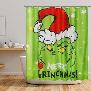 Shower Curtains Christmas Decorations,Holiday Bathroom Shower Curtain Set with Hooks 72" * 72"(Style 2)