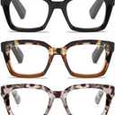 Readers for Women Oprah Style Square Reading Glasses with Spring Hinge Blue Light Blocking for Men Ladies (3 Mix), +1.75