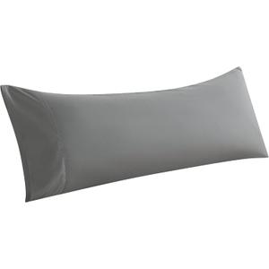 WhatsBedding Body Pillow Cover, Ultra Soft Microfiber Pillowcases, Breathable Long Pillow Case, Envelope Closure - Grey (20x54 inch)