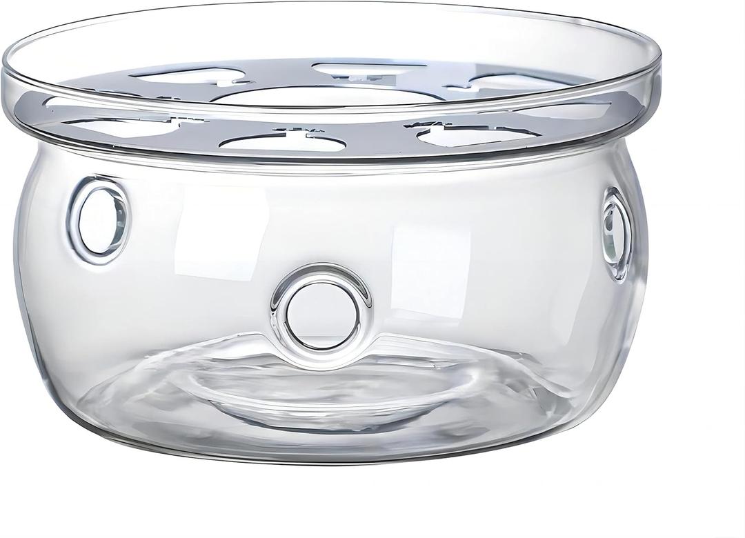 Glass Teapot Warmer, High Heat Resistant Borosilicate Glass Tea Light Warmer, Candles not Included, 5 Inches