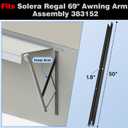 50" RV Awning Inner Drive Arm, Compatible with Solera Regal 69" Assemblies, Precision-Fit 50"x1.75" Black Aluminum Rail, Anti-Rust Powder-Coated Replacement