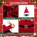 Christmas Porch Goose Outfits for 23" Cement Statue Santa Claus Costume Outfit Dresses Clothes Outdoor Lawn Yard Patio Decor (Red)