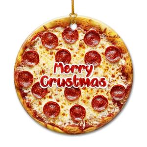 Pizza Christmas Ornament 2025 - Pizza Gifts for Foodies Men, Women - Food Ornaments for Tree, Food Gifts for Family, Friends - Ceramic Hanging Christmas Decorations, White Elephant Gift Ideas, Pack of 3