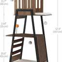 FourFurPets Modern Cat Tree, 58-Inch Cat Tower for Large Cats, Maine Coon Cat Tree with Scratching Board, Large Perch, Hammock and Removable Pads, Greige