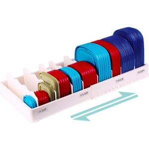 SWOMMOLY Expandable Food Storage Container Lid Organizer, Includes 8 Adjustable Dividers, 30 Preprinted and Blank Writable Labels, Extra Large