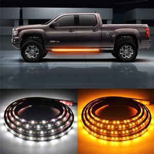 OPL5 2PCs Truck LED Running Board Lights Sequential Amber Side Marker Light 70 Inch Emergency Extended Crew Cab 216 LEDs Waterproof Flexible Turn Signal Light Bar for Pickup Trucks Car (70in)