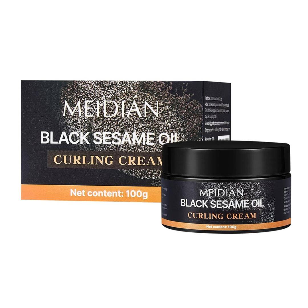 Black Sesame Oil Curl Defining Cream Lightweight Styling for Frizz-Free,Nourished Curls, 100g, Suitable for All Curl Patterns