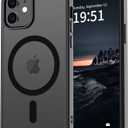 vnnink for iPhone 12 Case & iPhone 12 Pro Case,Magnetic Matte Military Grade Drop Protection Translucent Cell Phone Cover - Slim Rugged Durable Shockproof Bumper Cover-Black