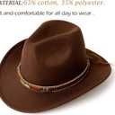 Western Cowboy Hat Wide Brim Outdoor Fedora Hat (Coffee)