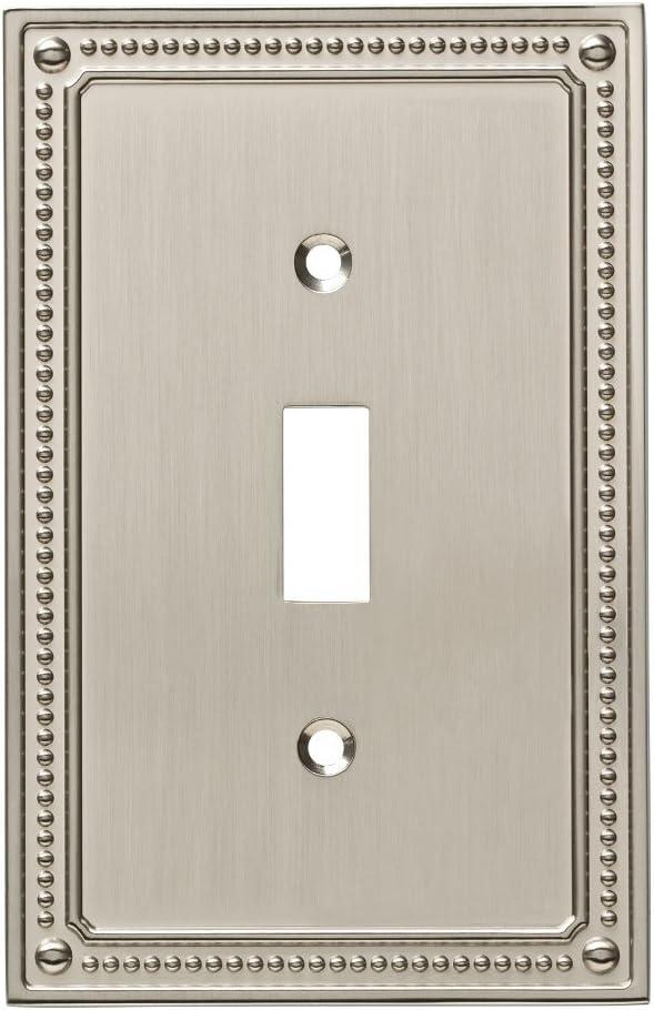 Franklin Brass Classic Beaded (1-Pack) Decorative Light Switch Cover Wall Plate Brushed Nickel 1-Gang Toggle Guard Electrical Outlet W35058-SN-C (Single)